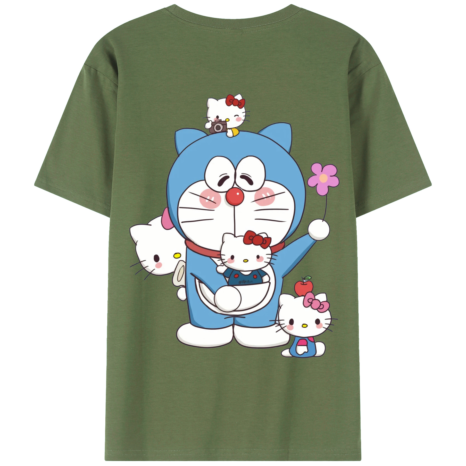 （画像用） ドラえもん Doraemon 綿100％ メンズ半袖Tシャツ（バックプリント） 通気性